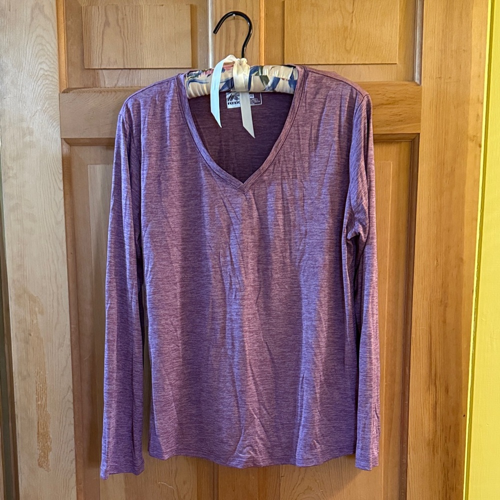 RBX Heathered Purple Long Sleeve V-Neck Top